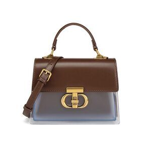 8002 Transparent Crossbody Handbag with Turn Lock Closure Messenger Bag